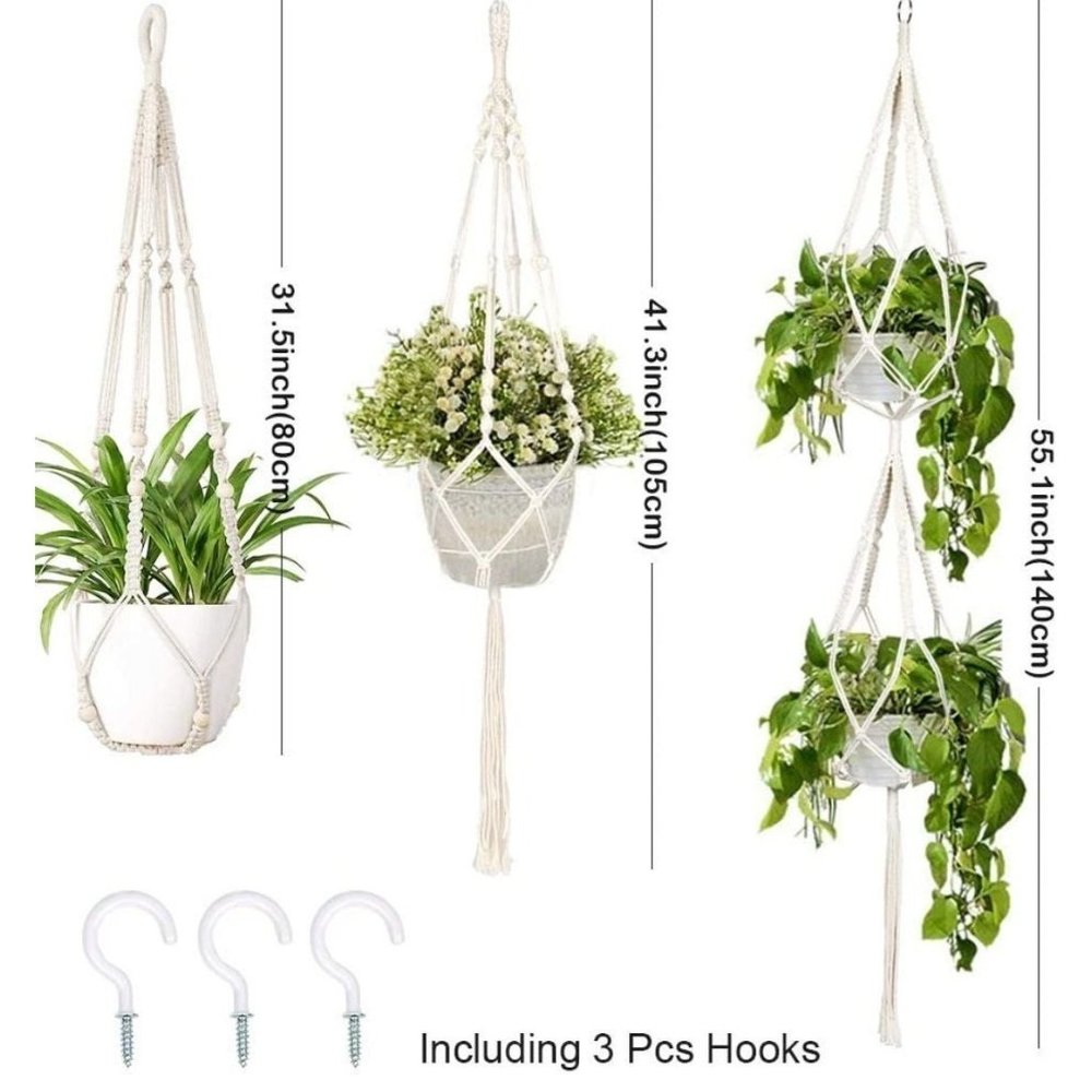 AerWo 3-Pack Macrame Hangers for Indoor and Outdoor Wall Hanging - Picture 3 of 3